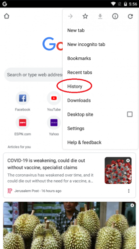 how to clear history on google chrome app