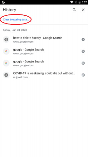 delete google chrome history on android 3