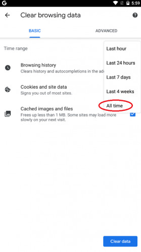 delete google chrome history on android 4