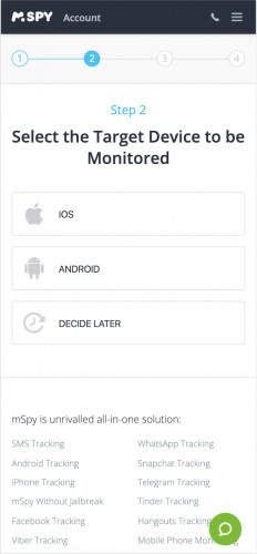 mSpy device selection page