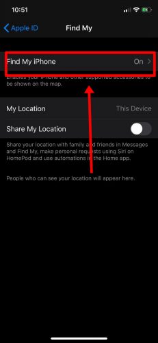 enable find my iphone 3