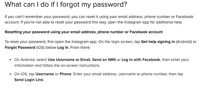 forgot password method