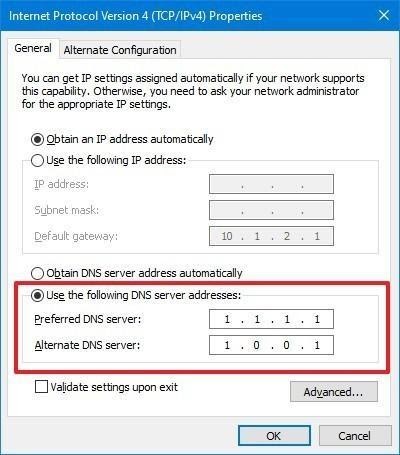 DNS configuration on Windows