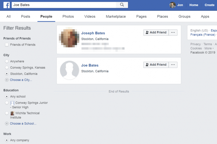 how to find someone in facebook with photo