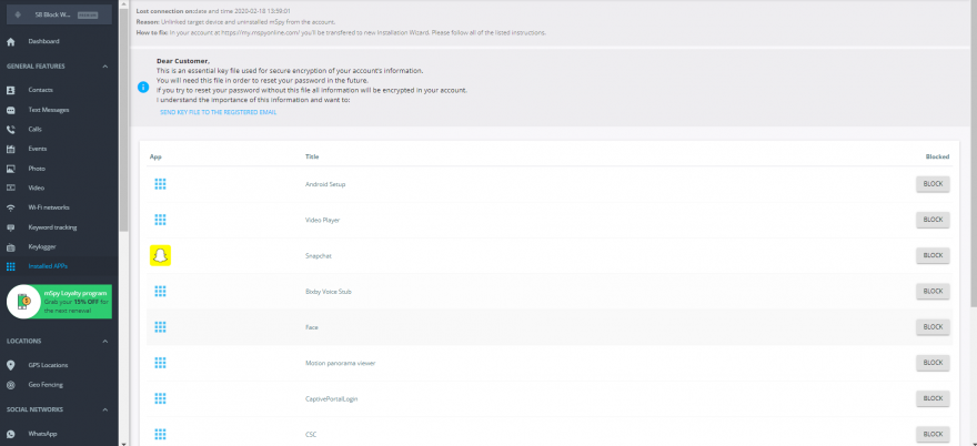 mSpy monitoring applications