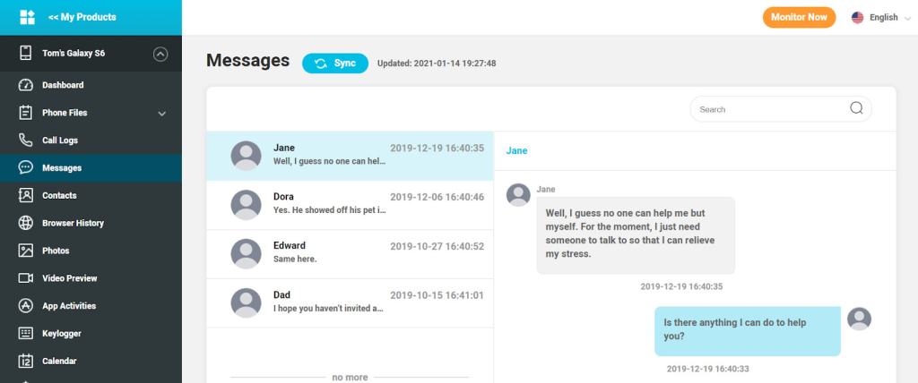 KidsGuard Pro messages monitoring