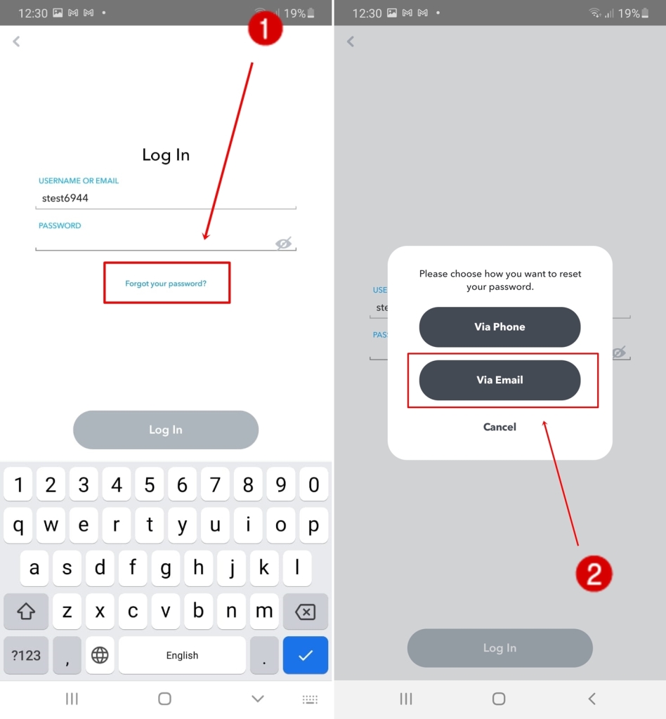 Snapchat login via email