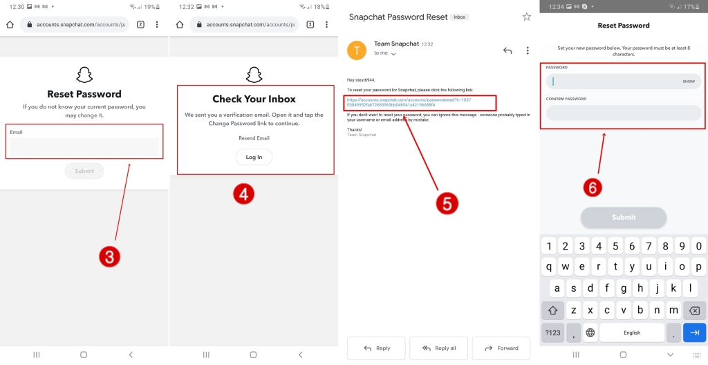 Snapchat hack password reset method