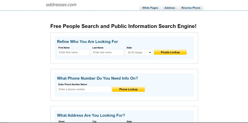 Addresses.com public information search