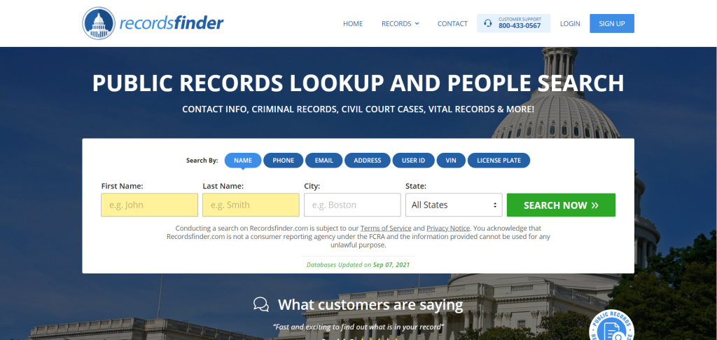 RecordsFinder email lookup