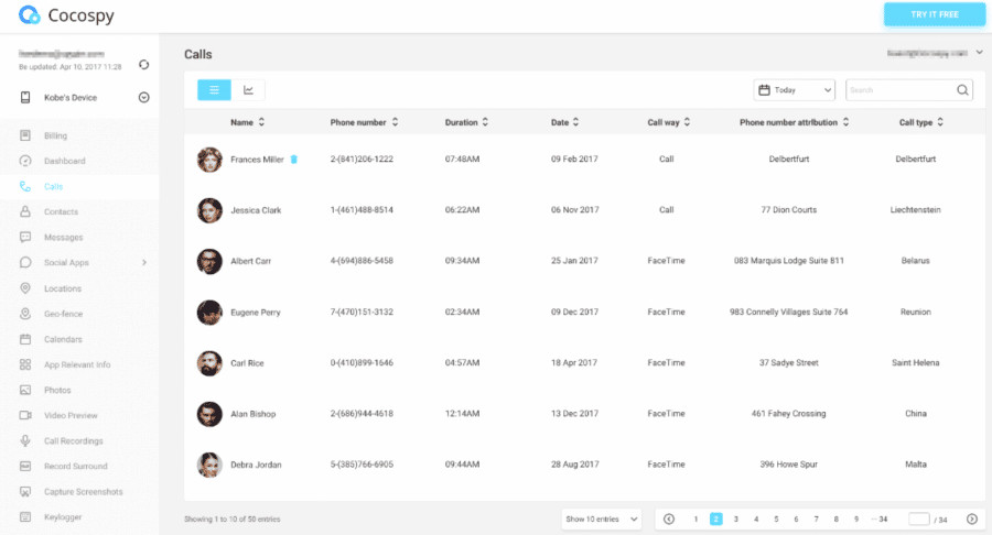 Cocospy Dashboard