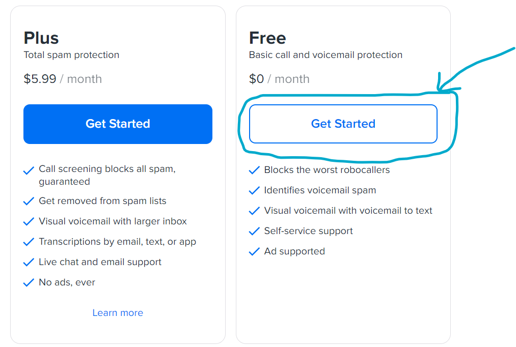 YouMail pricing plans