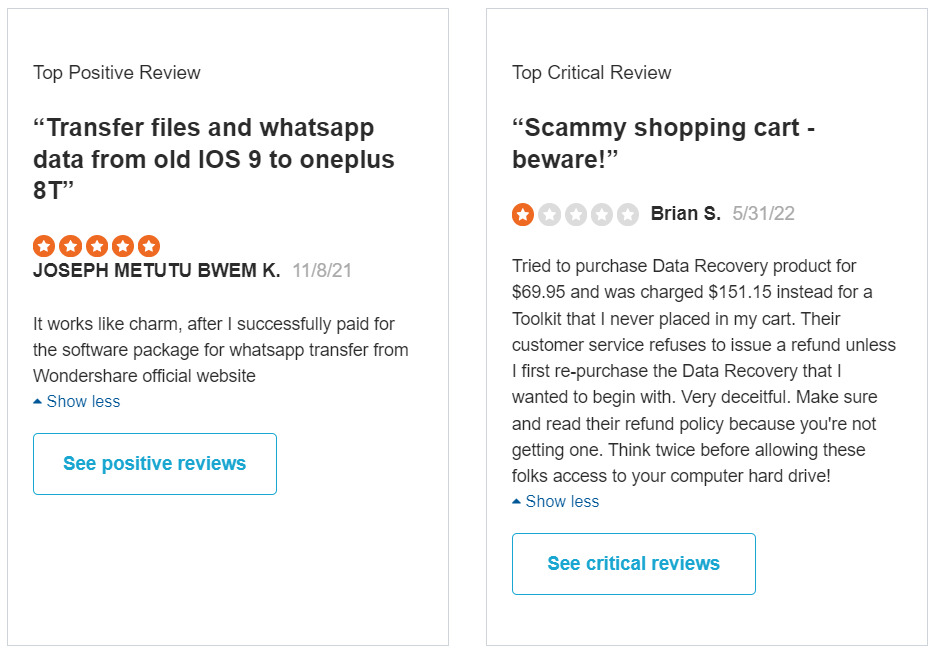 Dr.Fone users' reviews