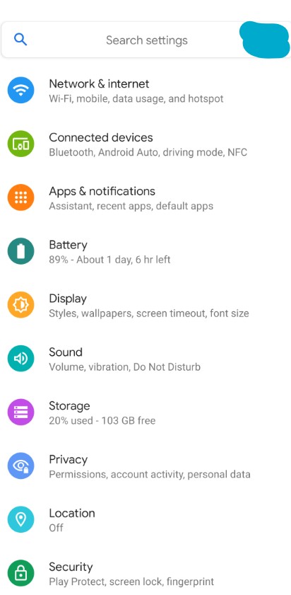 Android device settings 